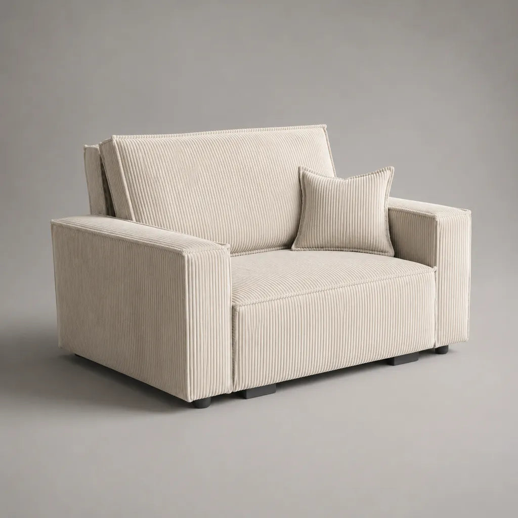 Rechteckiges 2-Sitzer-Sofa mit Cordbezug, Creme, 150 × 86 × 84 cm