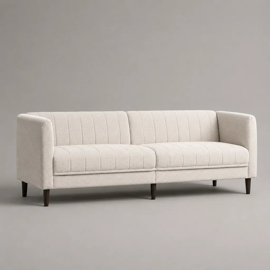 3-Sitzer-Sofa mit Bouclébezug, cremeweiß, 210 × 86 × 82 cm