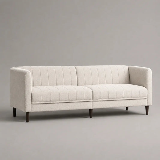3-Sitzer-Sofa mit Bouclébezug, cremeweiß, 210 × 86 × 82 cm