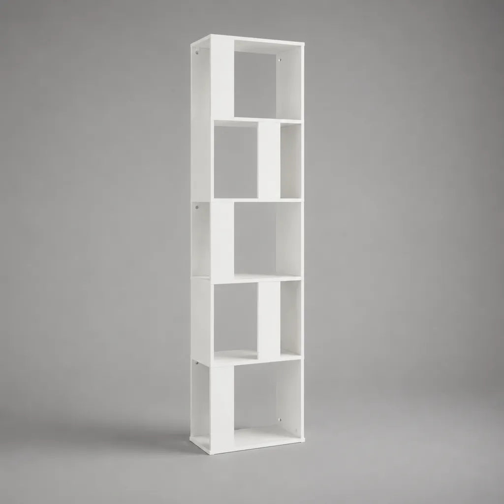 Bücherregal Standregal aus melaminbeschichteter Spanplatte, Weiß, 40 × 180 × 24 cm, 7 offene Fächer