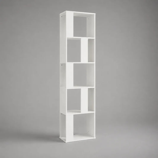 Bücherregal Standregal aus melaminbeschichteter Spanplatte, Weiß, 40 × 180 × 24 cm, 7 offene Fächer