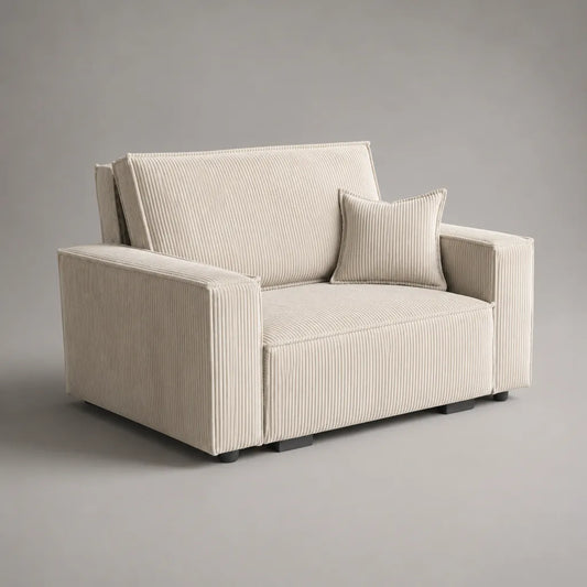 Rechteckiges 2-Sitzer-Sofa mit Cordbezug, Creme, 150 × 86 × 84 cm