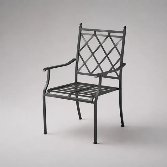 Gartenstuhl mit Armlehnen aus Stahl, Schwarz, 59 x 56 x 93 cm